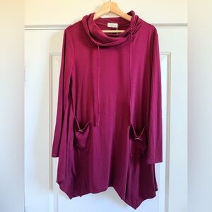 Burgundy Cowl Neck Long Sleeve Tunic